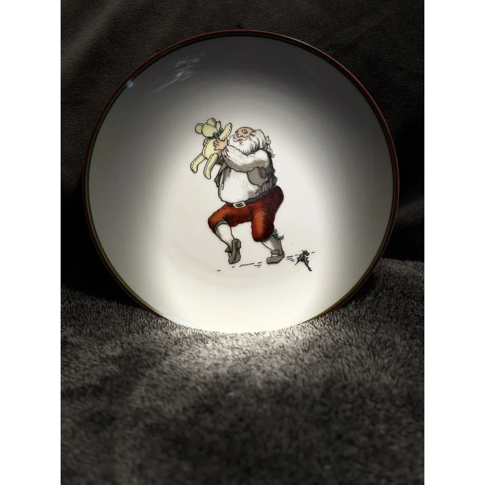 Fitz And Floyd Variations Santa Plate Holding Teddy